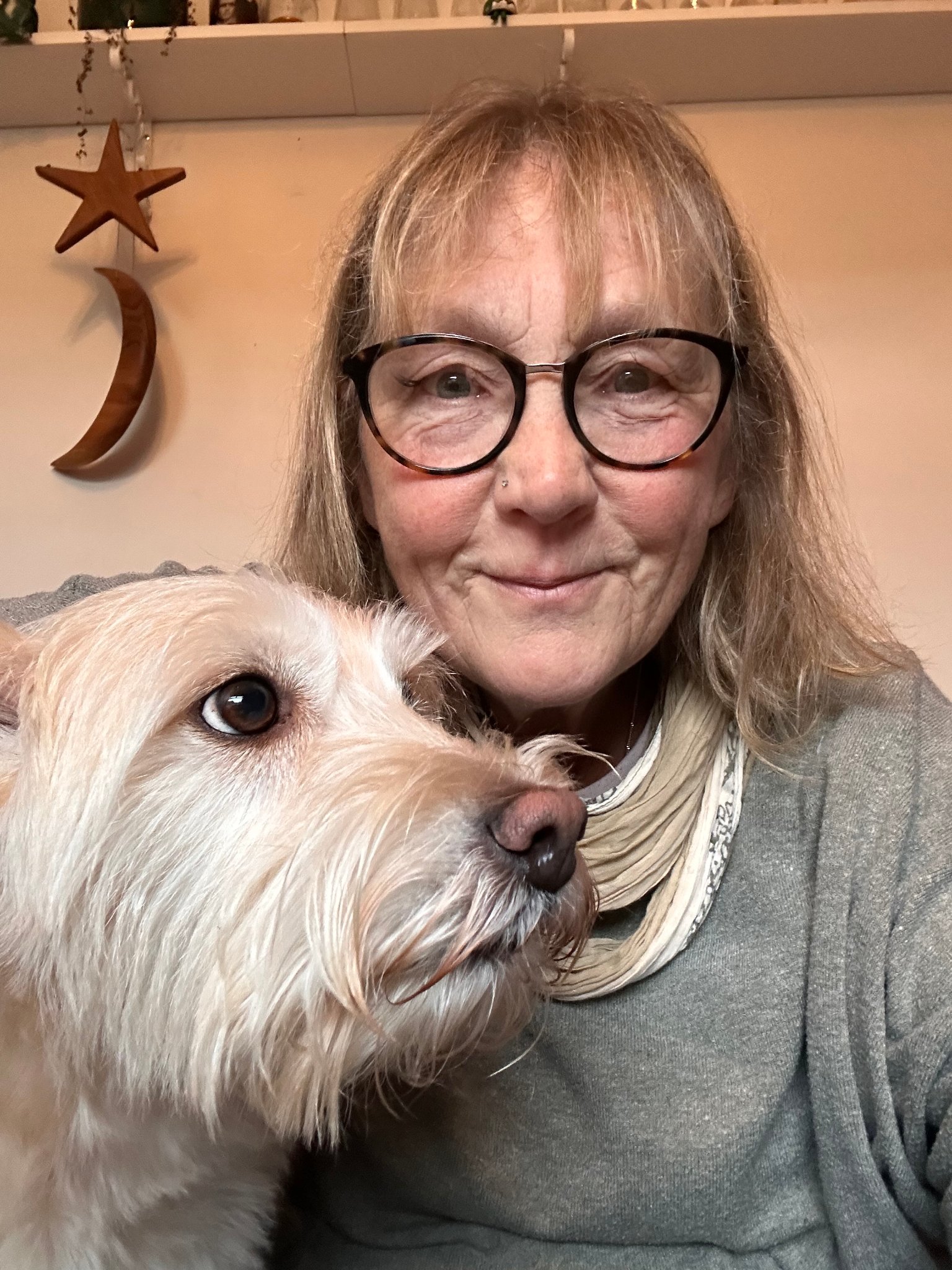 Studio owner with her dog Elsie